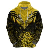 Personalised Aotearoa Hoodie Maori Kiwi Yellow Fern - Wonder Print Shop