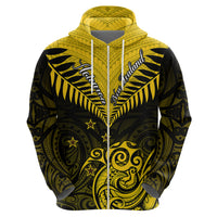 Personalised Aotearoa Hoodie Maori Kiwi Yellow Fern - Wonder Print Shop