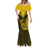 Personalised Aotearoa Mermaid Dress Maori Kiwi Yellow Fern - Wonder Print Shop