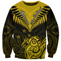 Personalised Aotearoa Sweatshirt Maori Kiwi Yellow Fern - Wonder Print Shop