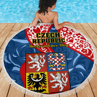 Czech Republic Independence Day Beach Blanket Czechia Coat Of Arms Embroidery Motif - Wonder Print Shop