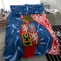 Czech Republic Independence Day Bedding Set Czechia Coat Of Arms Embroidery Motif - Wonder Print Shop