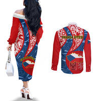 czech-republic-independence-day-couples-matching-off-the-shoulder-long-sleeve-dress-and-long-sleeve-button-shirts-czechia-coat-of-arms-embroidery-motif