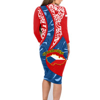 Czech Republic Independence Day Family Matching Long Sleeve Bodycon Dress and Hawaiian Shirt Czechia Coat Of Arms Embroidery Motif - Wonder Print Shop