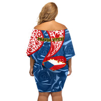 Czech Republic Independence Day Family Matching Off Shoulder Short Dress and Hawaiian Shirt Czechia Coat Of Arms Embroidery Motif - Wonder Print Shop