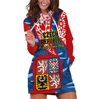 Czech Republic Independence Day Hoodie Dress Czechia Coat Of Arms Embroidery Motif - Wonder Print Shop
