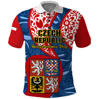 Czech Republic Independence Day Polo Shirt Czechia Coat Of Arms Embroidery Motif - Wonder Print Shop