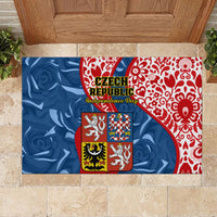 Czech Republic Independence Day Rubber Doormat Czechia Coat Of Arms Embroidery Motif - Wonder Print Shop