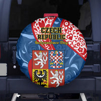 Czech Republic Independence Day Spare Tire Cover Czechia Coat Of Arms Embroidery Motif - Wonder Print Shop
