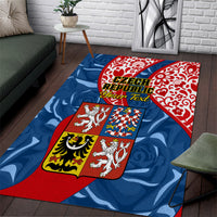 Personalised Czech Republic Independence Day Area Rug Czechia Coat Of Arms Embroidery Motif - Wonder Print Shop