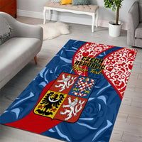 Personalised Czech Republic Independence Day Area Rug Czechia Coat Of Arms Embroidery Motif - Wonder Print Shop