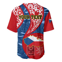 Personalised Czech Republic Independence Day Baseball Jersey Czechia Coat Of Arms Embroidery Motif - Wonder Print Shop