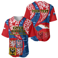 Personalised Czech Republic Independence Day Baseball Jersey Czechia Coat Of Arms Embroidery Motif - Wonder Print Shop