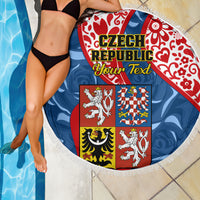 Personalised Czech Republic Independence Day Beach Blanket Czechia Coat Of Arms Embroidery Motif - Wonder Print Shop