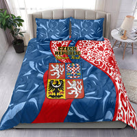 Personalised Czech Republic Independence Day Bedding Set Czechia Coat Of Arms Embroidery Motif - Wonder Print Shop