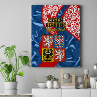 Personalised Czech Republic Independence Day Canvas Wall Art Czechia Coat Of Arms Embroidery Motif - Wonder Print Shop