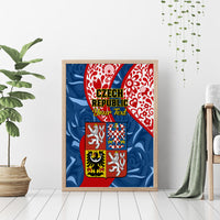 Personalised Czech Republic Independence Day Canvas Wall Art Czechia Coat Of Arms Embroidery Motif - Wonder Print Shop