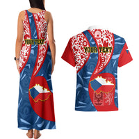 Personalised Czech Republic Independence Day Couples Matching Tank Maxi Dress and Hawaiian Shirt Czechia Coat Of Arms Embroidery Motif - Wonder Print Shop