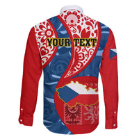 Personalised Czech Republic Independence Day Family Matching Tank Maxi Dress and Hawaiian Shirt Czechia Coat Of Arms Embroidery Motif - Wonder Print Shop