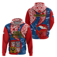Personalised Czech Republic Independence Day Hoodie Czechia Coat Of Arms Embroidery Motif - Wonder Print Shop