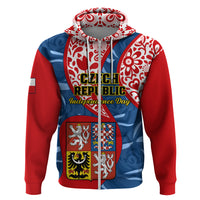 Personalised Czech Republic Independence Day Hoodie Czechia Coat Of Arms Embroidery Motif - Wonder Print Shop