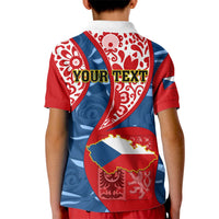 Personalised Czech Republic Independence Day Kid Polo Shirt Czechia Coat Of Arms Embroidery Motif - Wonder Print Shop