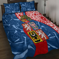 Personalised Czech Republic Independence Day Quilt Bed Set Czechia Coat Of Arms Embroidery Motif - Wonder Print Shop