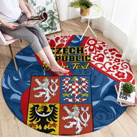 personalised-czech-republic-independence-day-round-carpet-czechia-coat-of-arms-embroidery-motif