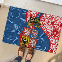 Personalised Czech Republic Independence Day Rubber Doormat Czechia Coat Of Arms Embroidery Motif - Wonder Print Shop