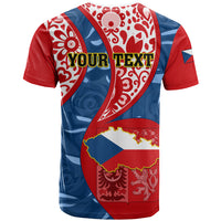 Personalised Czech Republic Independence Day T Shirt Czechia Coat Of Arms Embroidery Motif - Wonder Print Shop
