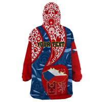 Personalised Czech Republic Independence Day Wearable Blanket Hoodie Czechia Coat Of Arms Embroidery Motif - Wonder Print Shop