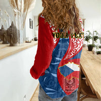 Personalised Czech Republic Independence Day Women Casual Shirt Czechia Coat Of Arms Embroidery Motif - Wonder Print Shop