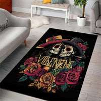 Sugar Skull Couple Valentine Area Rug Roses Romantic Love