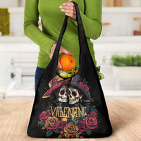 Sugar Skull Couple Valentine Grocery Bag Roses Romantic Love