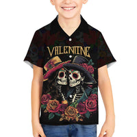 Personalised Sugar Skull Couple Valentine Kid Hawaiian Shirt Roses Romantic Love