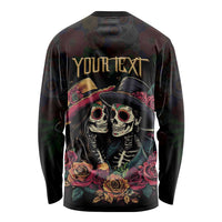 Personalised Sugar Skull Couple Valentine Long Sleeve Shirt Roses Romantic Love