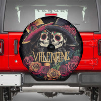 Sugar Skull Couple Valentine Spare Tire Cover Roses Romantic Love