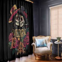 Sugar Skull Couple Valentine Window Curtain Roses Romantic Love