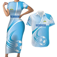 Custom Nicaragua Football Couples Matching Short Sleeve Bodycon Dress and Hawaiian Shirt Vamos Los Pinoleros