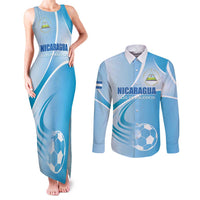 Custom Nicaragua Football Couples Matching Tank Maxi Dress and Long Sleeve Button Shirt Vamos Los Pinoleros