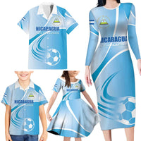 Custom Nicaragua Football Family Matching Long Sleeve Bodycon Dress and Hawaiian Shirt Vamos Los Pinoleros