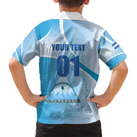 Custom Nicaragua Football Family Matching Off Shoulder Short Dress and Hawaiian Shirt Vamos Los Pinoleros