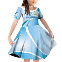 Custom Nicaragua Football Family Matching Off Shoulder Short Dress and Hawaiian Shirt Vamos Los Pinoleros