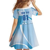 Custom Nicaragua Football Family Matching Off Shoulder Short Dress and Hawaiian Shirt Vamos Los Pinoleros