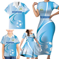 Custom Nicaragua Football Family Matching Short Sleeve Bodycon Dress and Hawaiian Shirt Vamos Los Pinoleros