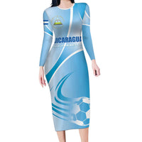 Custom Nicaragua Football Long Sleeve Bodycon Dress Vamos Los Pinoleros