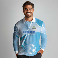 Custom Nicaragua Football Long Sleeve Polo Shirt Vamos Los Pinoleros
