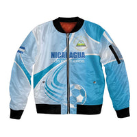 Custom Nicaragua Football Sleeve Zip Bomber Jacket Vamos Los Pinoleros