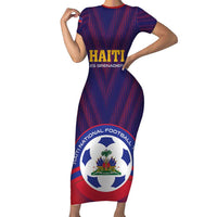 Custom Haiti Football Family Matching Short Sleeve Bodycon Dress and Hawaiian Shirt Come On Les Grenadiers