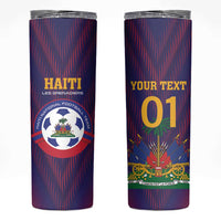 Custom Haiti Football Skinny Tumbler Come On Les Grenadiers